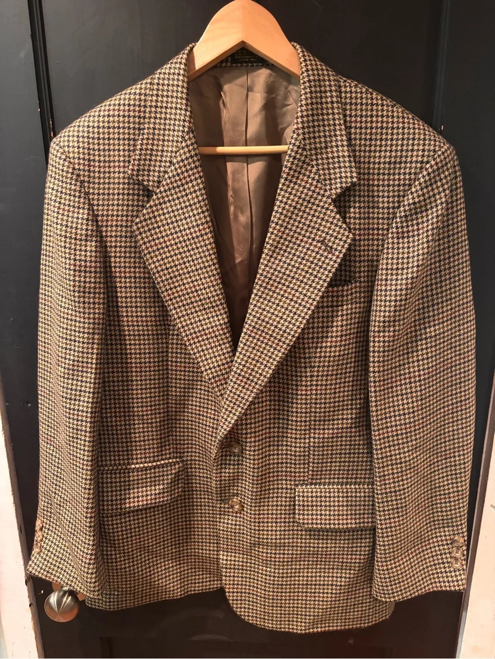 Oscar de la Renta Houndstooth Sport Coat Blazer Wool Brown Men’s Jacket 40S